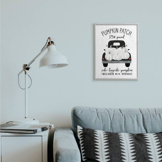 Stupell Industries Pumpkin Patch Farm Gray Framed Wall Art